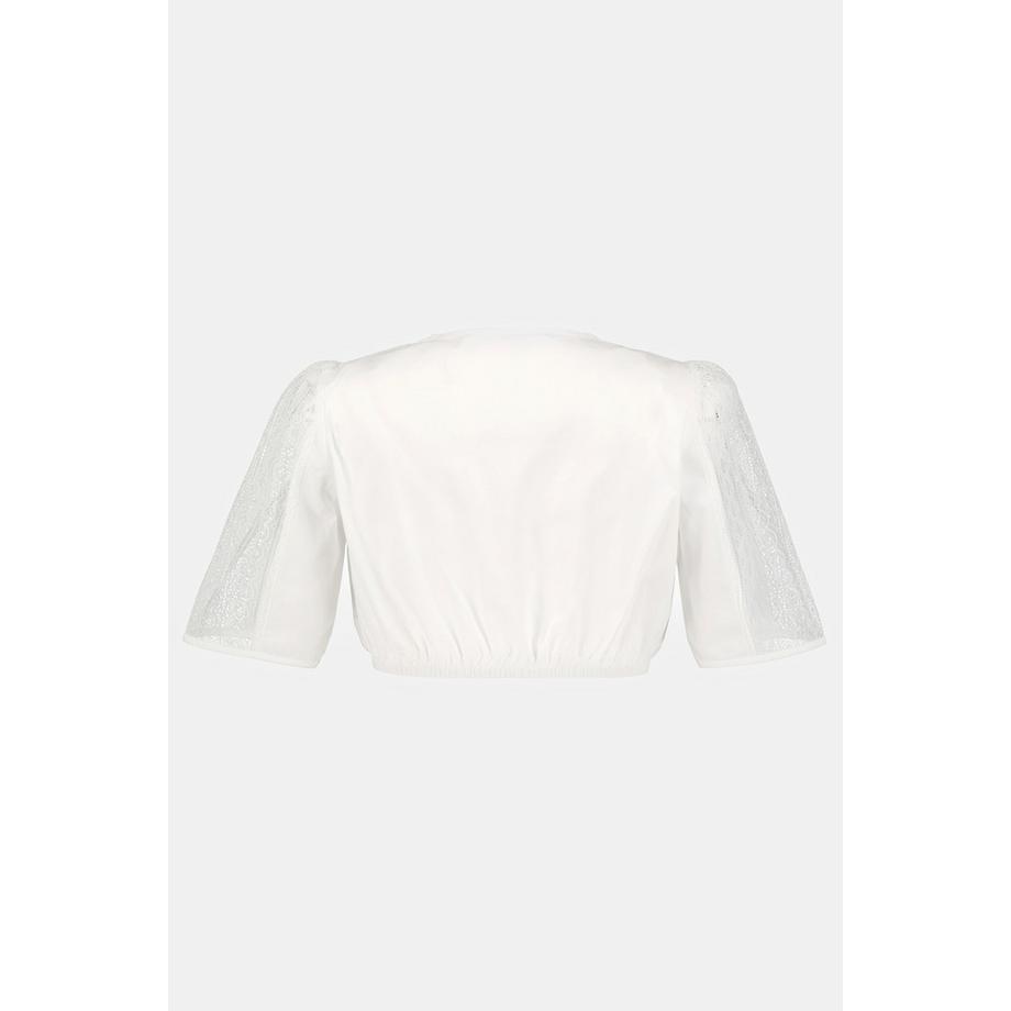 Ulla Popken Camicetta Dirndl Dettaglio Pizzo Scollo Rotondo Mezze Maniche  