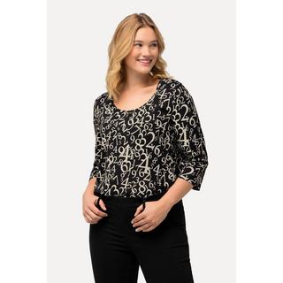 Ulla Popken  Shirt, Zahlenmuster, A-Linie, Rundhals, 3/4-Arm 