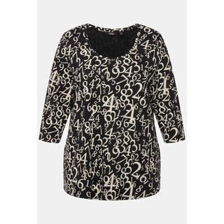 Ulla Popken  Shirt, Zahlenmuster, A-Linie, Rundhals, 3/4-Arm 