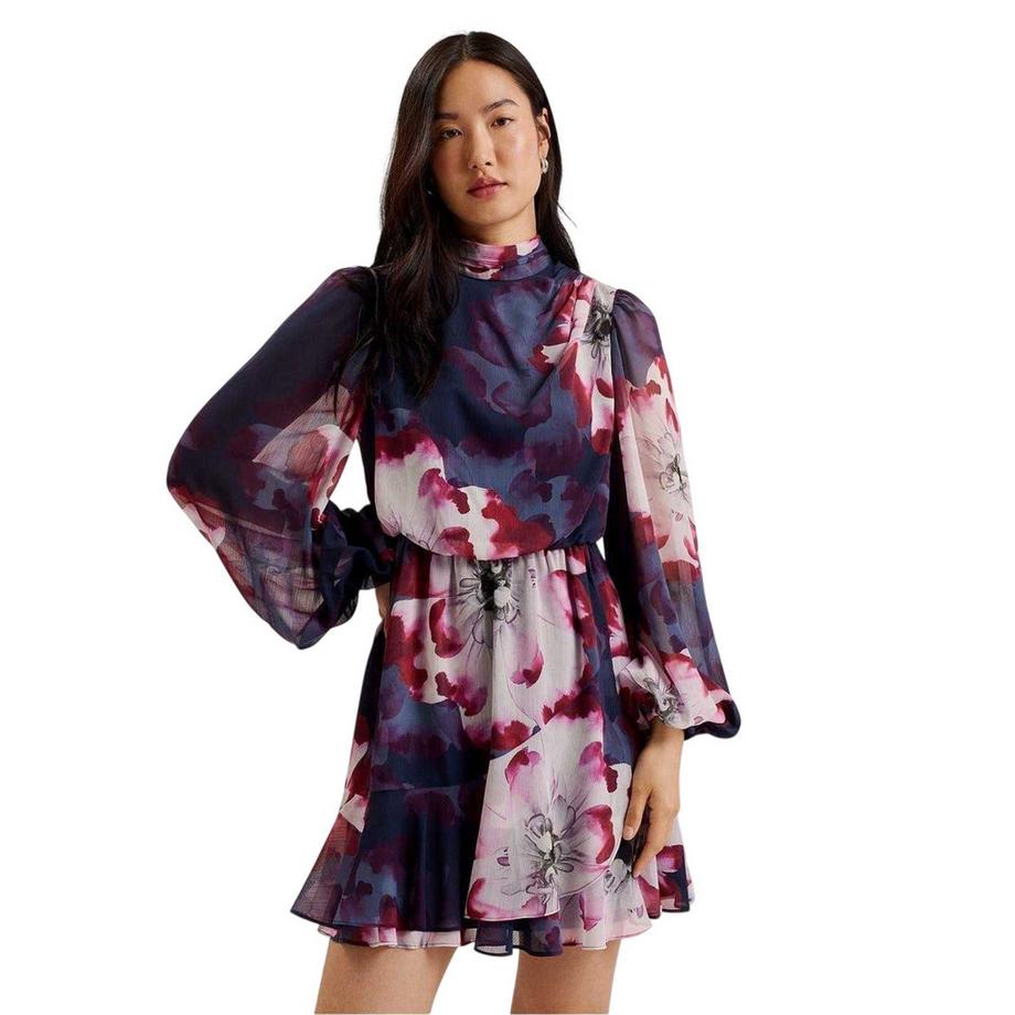 TED BAKER  Robe Courte Manches Bishop Motiftyle Floral Aracely 