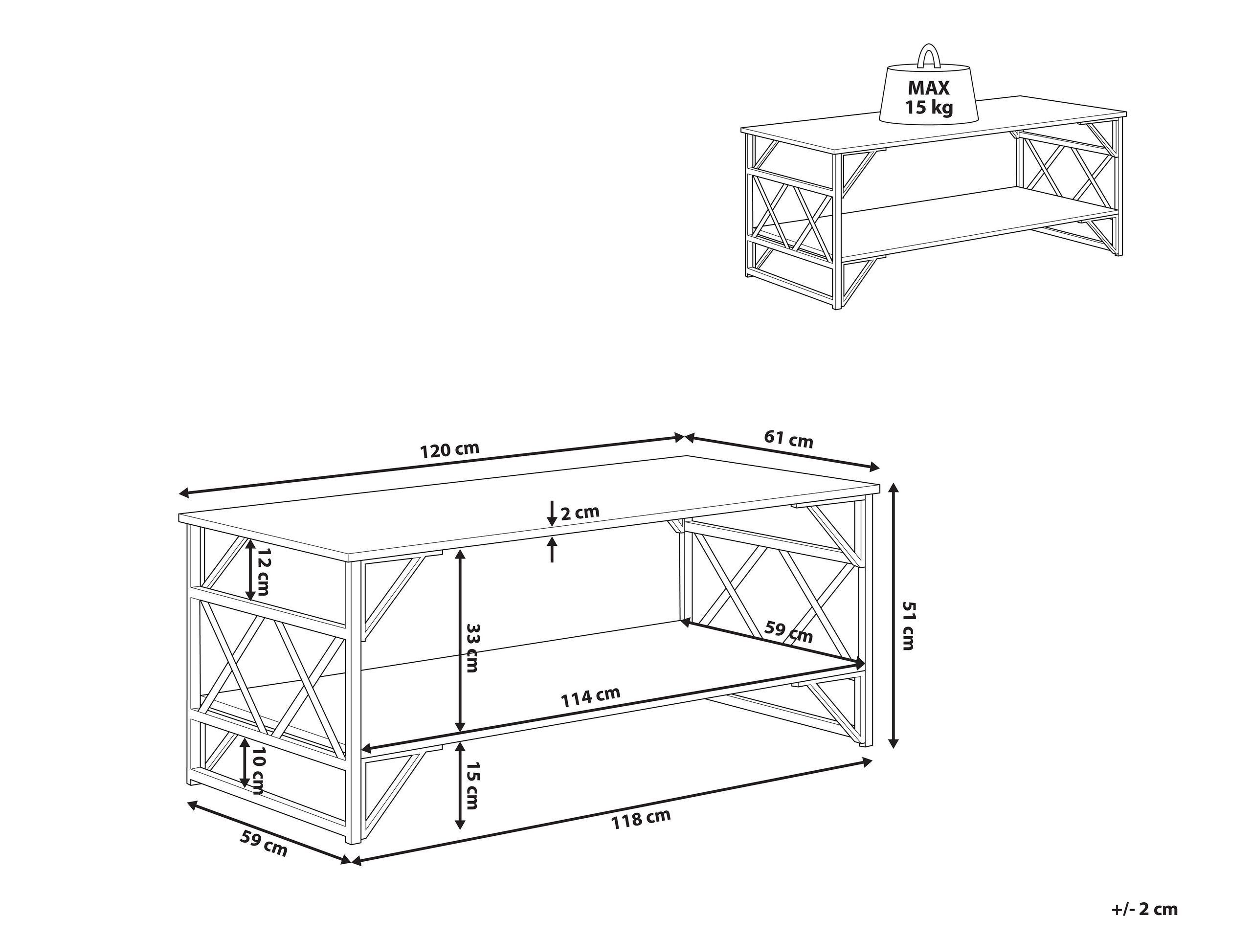 Beliani Table basse en Panneau de particules de bois Industriel BOLTON  