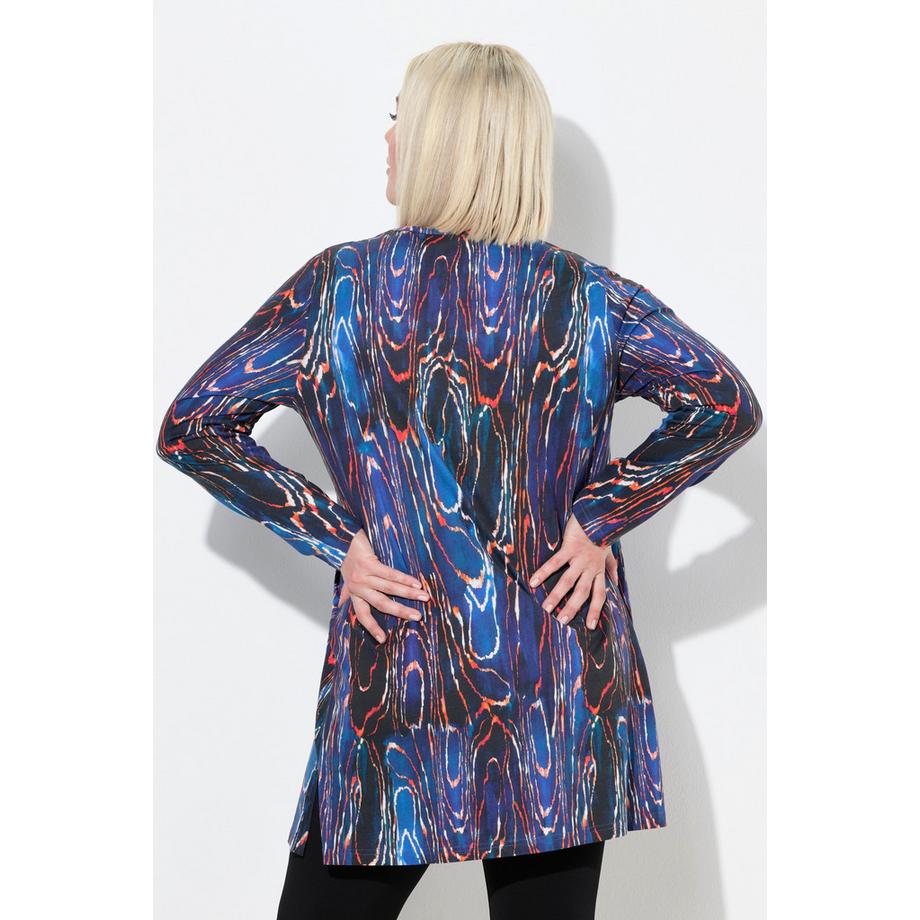 Ulla Popken Longshirt Schlangenmuster Tunika-Ausschnitt Langarm  