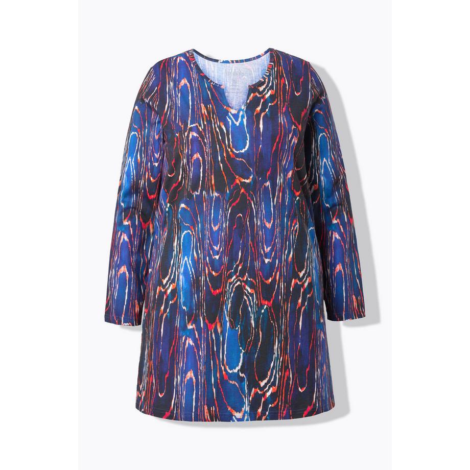 Ulla Popken Longshirt Schlangenmuster Tunika-Ausschnitt Langarm  