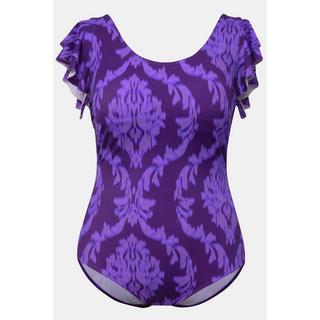 Ulla Popken Costume da bagno Stampa Ornamentale Volant Spalle Coppe Morbide  