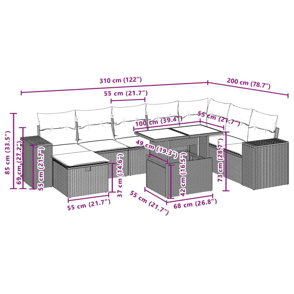 VidaXL Ensemble de canapés de jardin rotin synthétique  