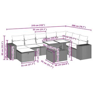 VidaXL Ensemble de canapés de jardin rotin synthétique  