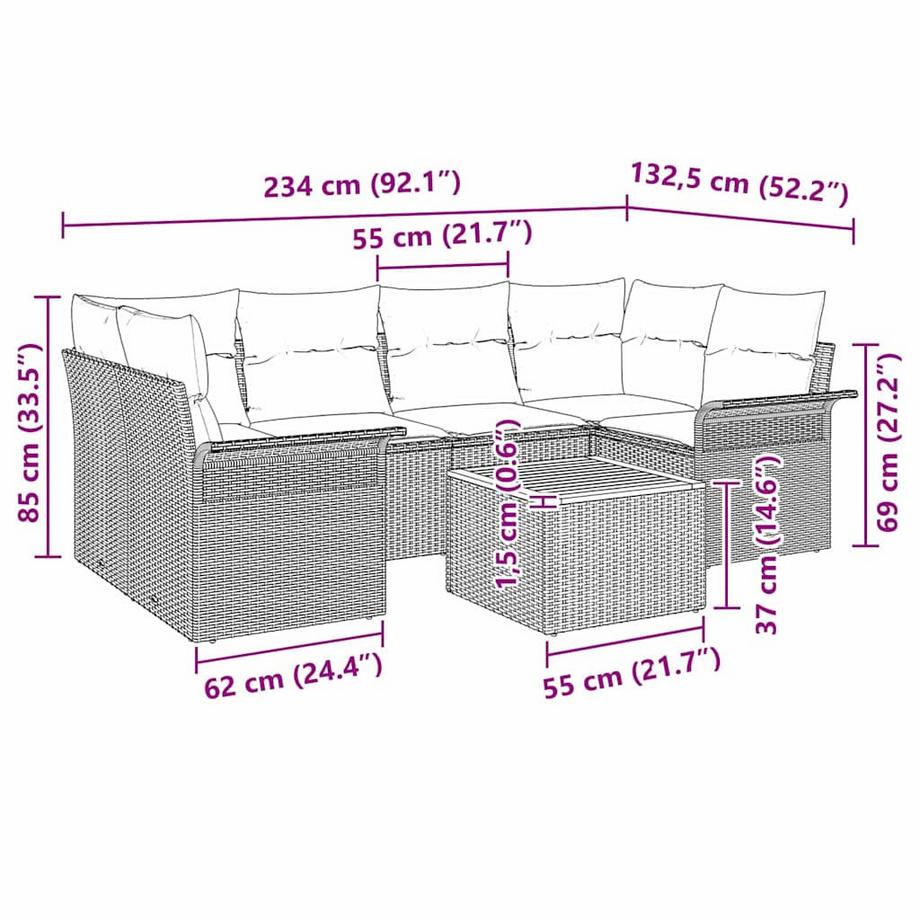 VidaXL Set Divano da Giardino Polyrattan  