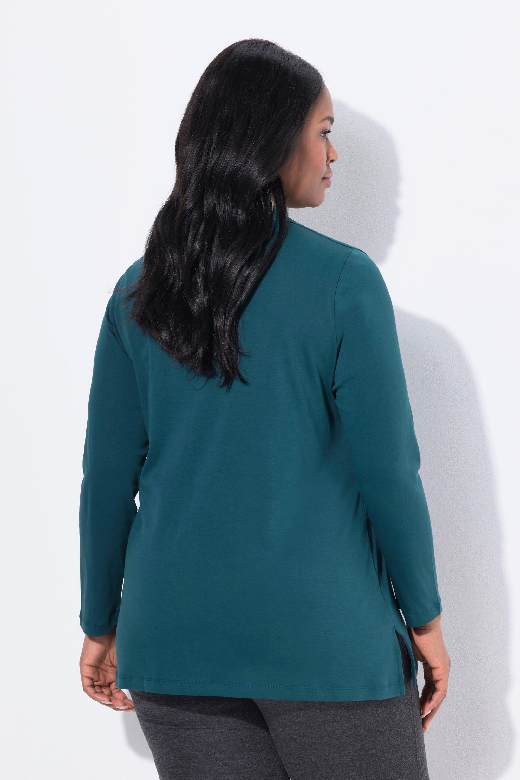 Ulla Popken A-Linie Langarm Pima Baumwollshirt mit Kelchkragen  