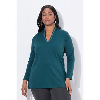 Ulla Popken A-Linie Langarm Pima Baumwollshirt mit Kelchkragen  