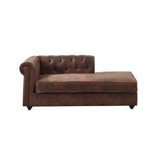 Vente-unique Méridienne gauche chesterfield SHIREL en microfibre aspect cuir vieilli  