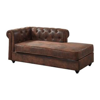 Vente-unique Méridienne gauche chesterfield SHIREL en microfibre aspect cuir vieilli  