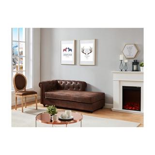 Vente-unique Méridienne gauche chesterfield SHIREL en microfibre aspect cuir vieilli  