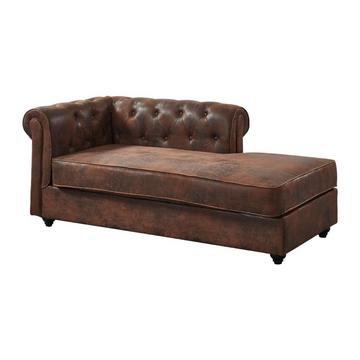 Méridienne gauche chesterfield SHIREL en microfibre aspect cuir vieilli