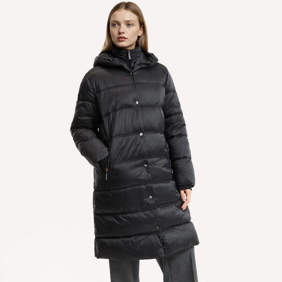 La Redoute Collections Lange Daunenjacke mit angenähter Kapuze und Reissverschluss  