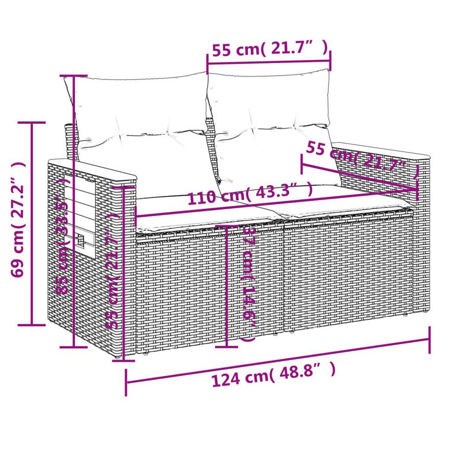VidaXL Ensemble de canapés de jardin rotin synthétique  