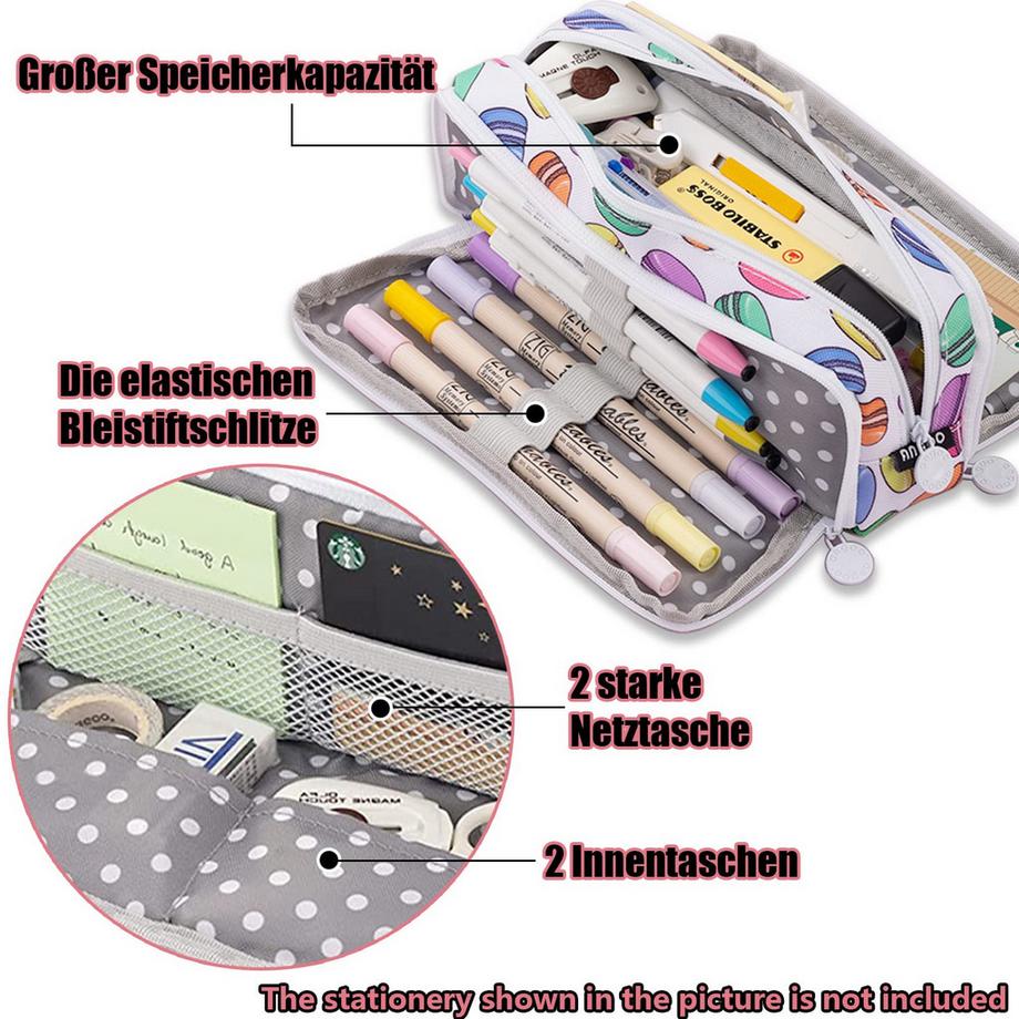 Only-bags.store Federmäppchen mit 3 Fächern Großes Fassungsvermögen Federmäppchen Federmäppchen für Schule & Büro  