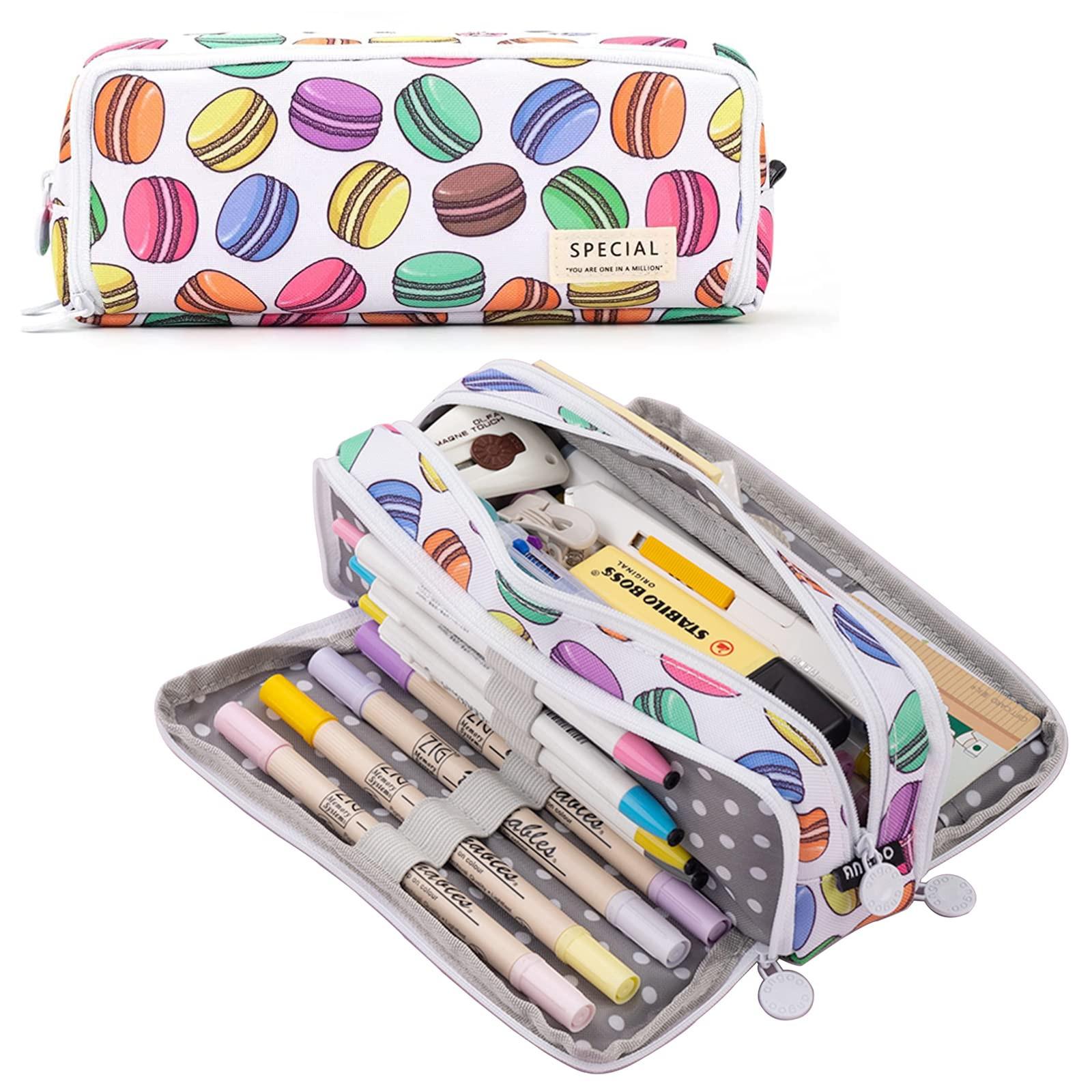 Only-bags.store Trousse à crayons Trousse à crayons pour adolescents 3 compartiments, Trousse à crayons de grande capacité pour l'école et le bureau  