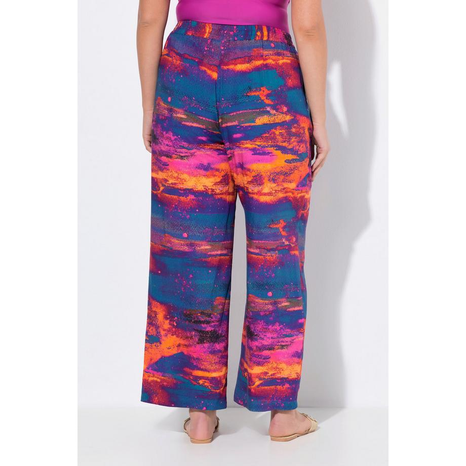 Ulla Popken Pantaloni Palazzo Gamba Larga Dritta Cintura Elastica  