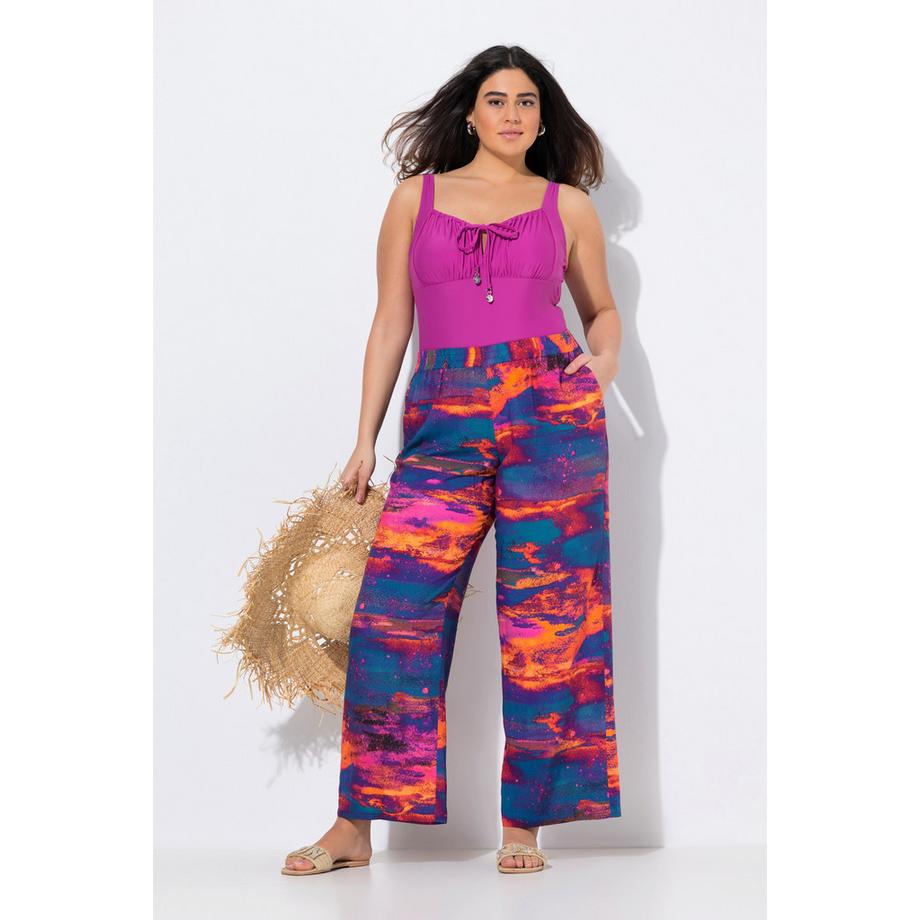 Ulla Popken Pantaloni Palazzo Gamba Larga Dritta Cintura Elastica  