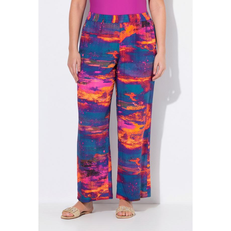 Ulla Popken Pantaloni Palazzo Gamba Larga Dritta Cintura Elastica  