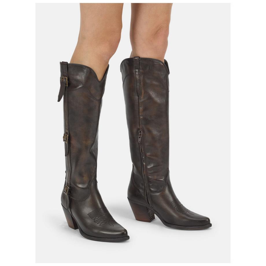 Felmini Bottes hautes western avec sangles à boucles  