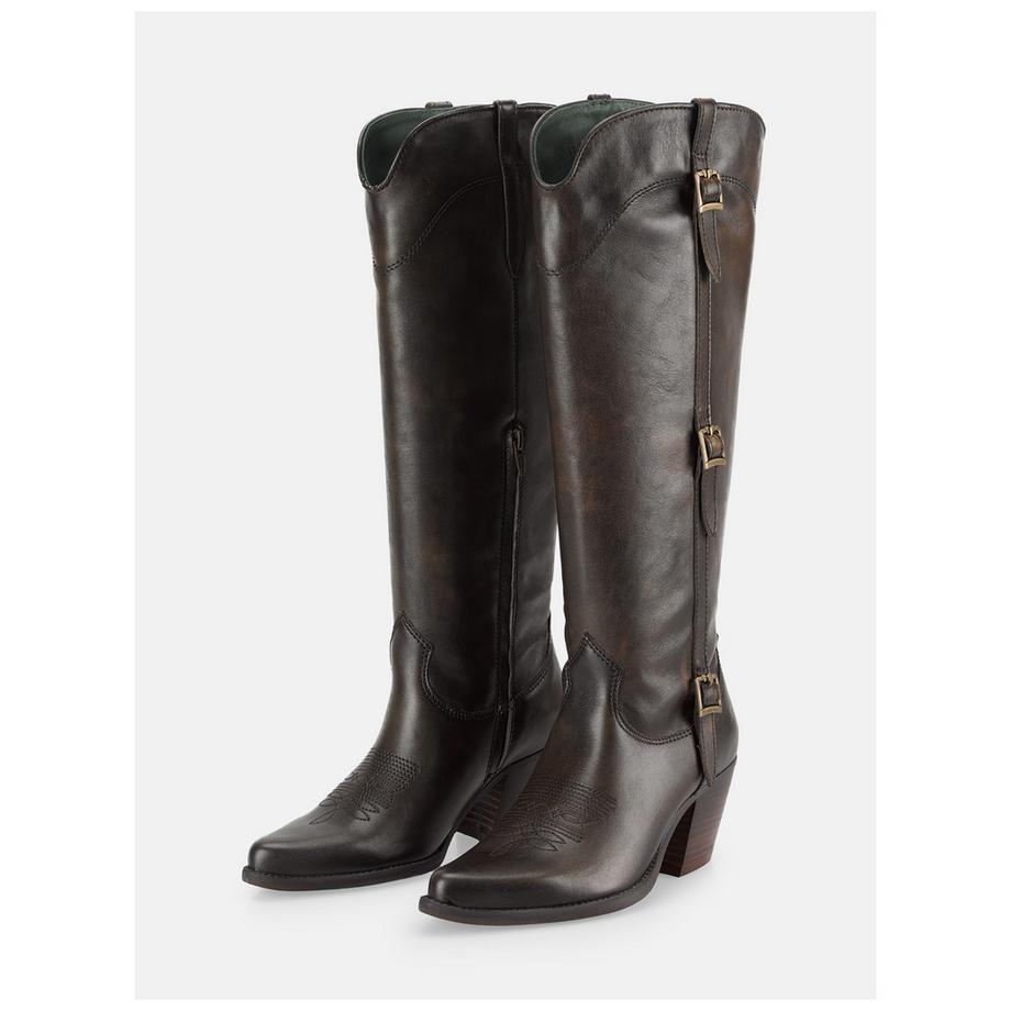 Felmini Bottes hautes western avec sangles à boucles  