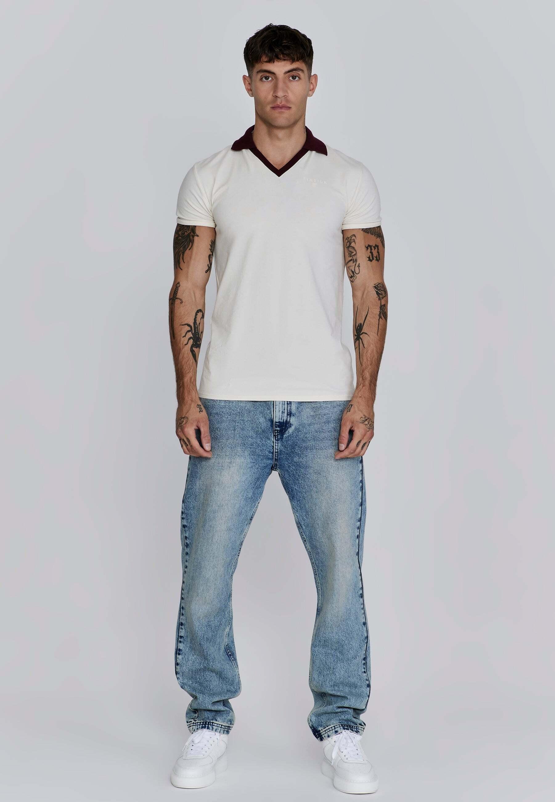 Sik Silk Polo T-Shirt V-Ausschnitt  