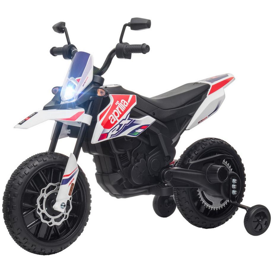 Northio  Kinder Elektro-Motorrad, 12V Kindermotorrad mit Musik, 6 km/h Kinderfahrzeug mit abnehmbar Trainingsrädern, 12 Zoll Kunststoffreifen, für 3-8 Jahre Kinder, max. 30 kg, Weiß 