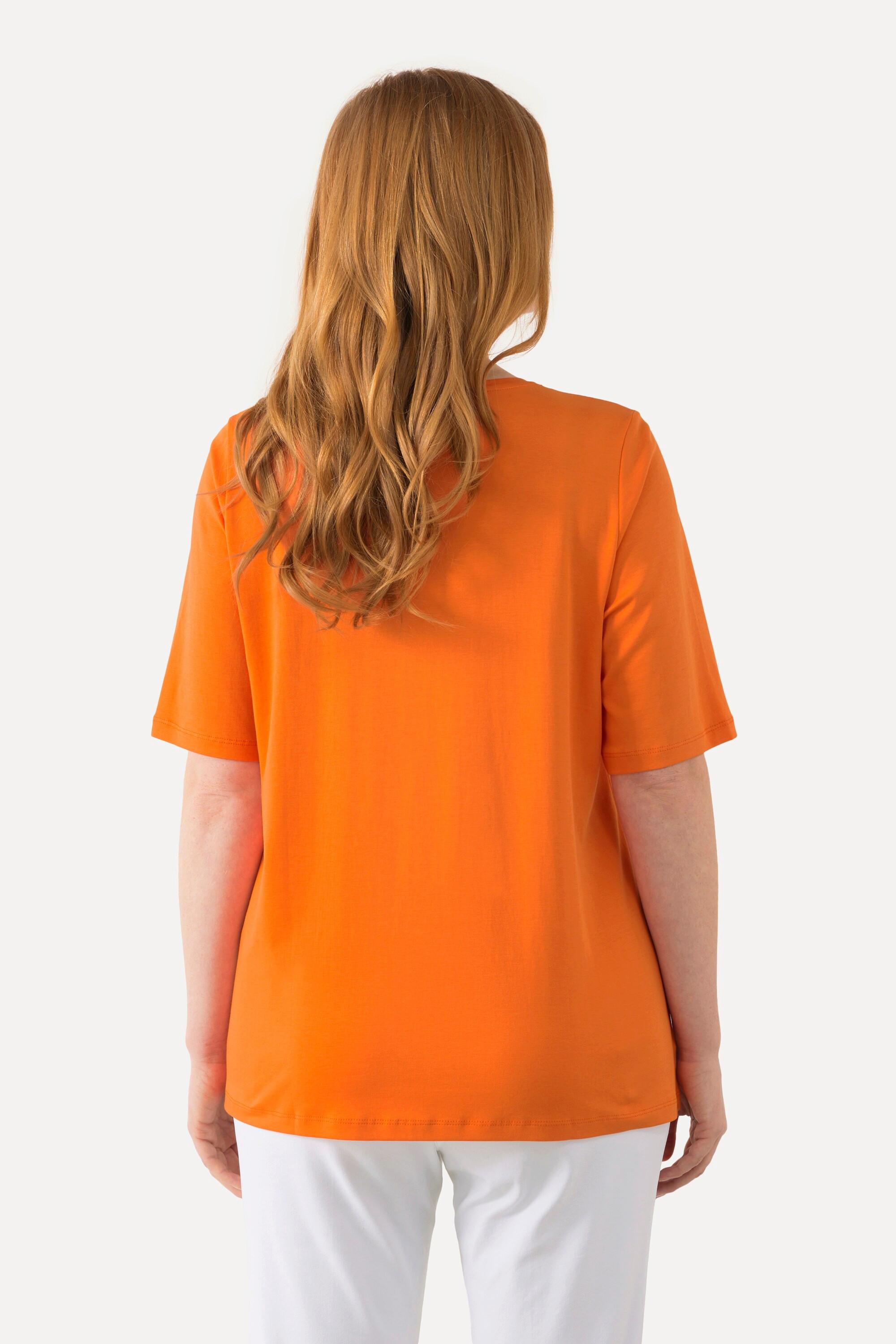 Ulla Popken  T-Shirt, A-Linie, V-Ausschnitt, Halbarm, Pima Cotton 