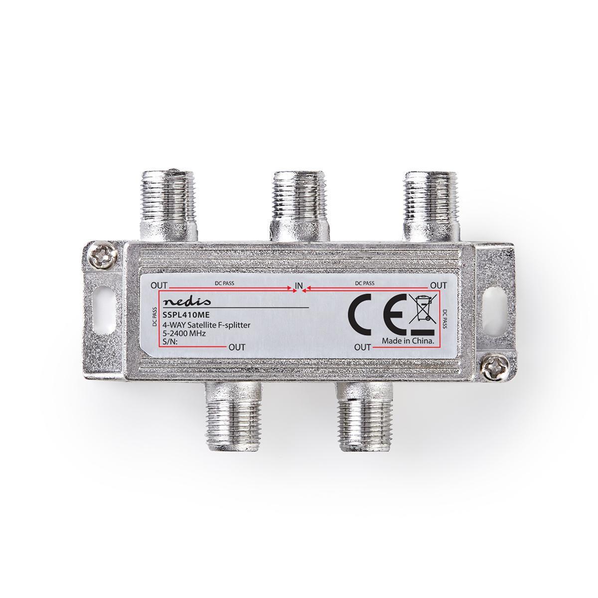 Satellitensplitter | 5 - 2400 Mhz | 11,5 Db | Anzahl Der Eingänge: 1 | Anzahl Der Ausgänge: 4 | Impedanz: 75 Ohm | Zink | Silber Unisex