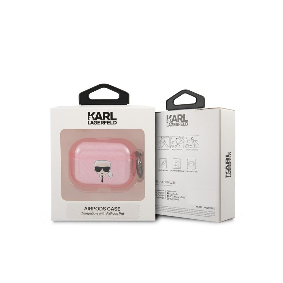 KARL LAGERFELD  Karl Lagerfeld AirPods Pro Cover Glitzer Karls Kopf – Pink 