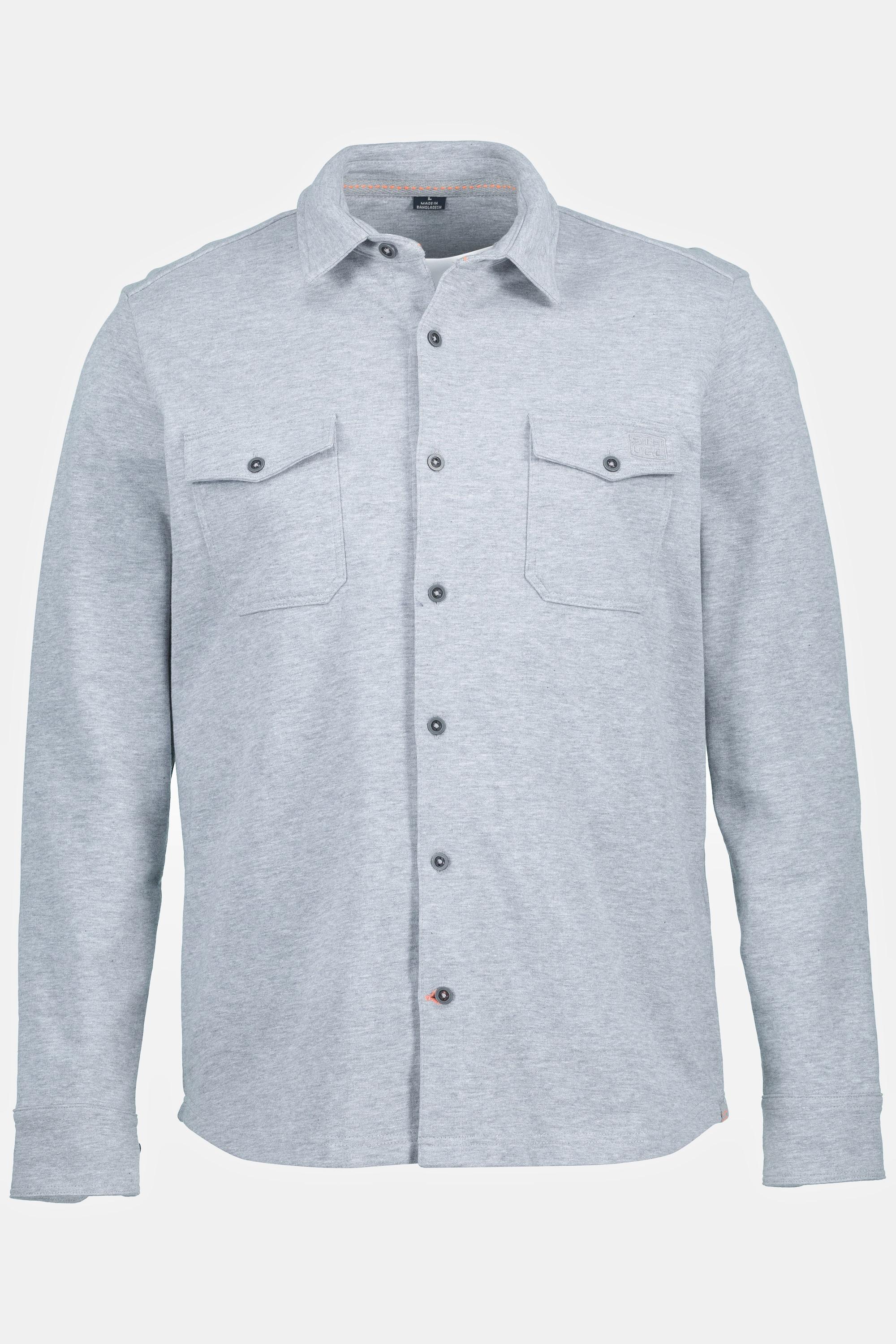 Sthuge  Camicia STHUGE in felpa da indossare sopra altri indumenti con maniche lunghe, colletto ad apertura inglese e taglio moderno grigio mélange 