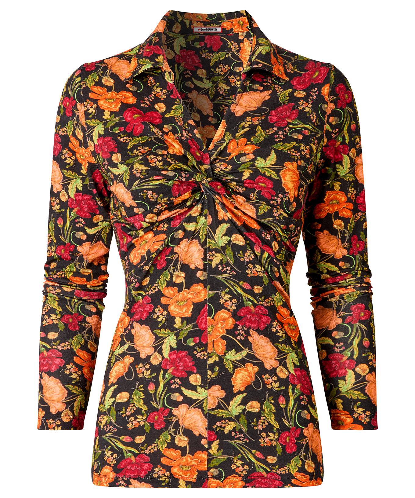 Joe Browns Top in Jersey Stampa Floreale Colletto Twist Frontale  