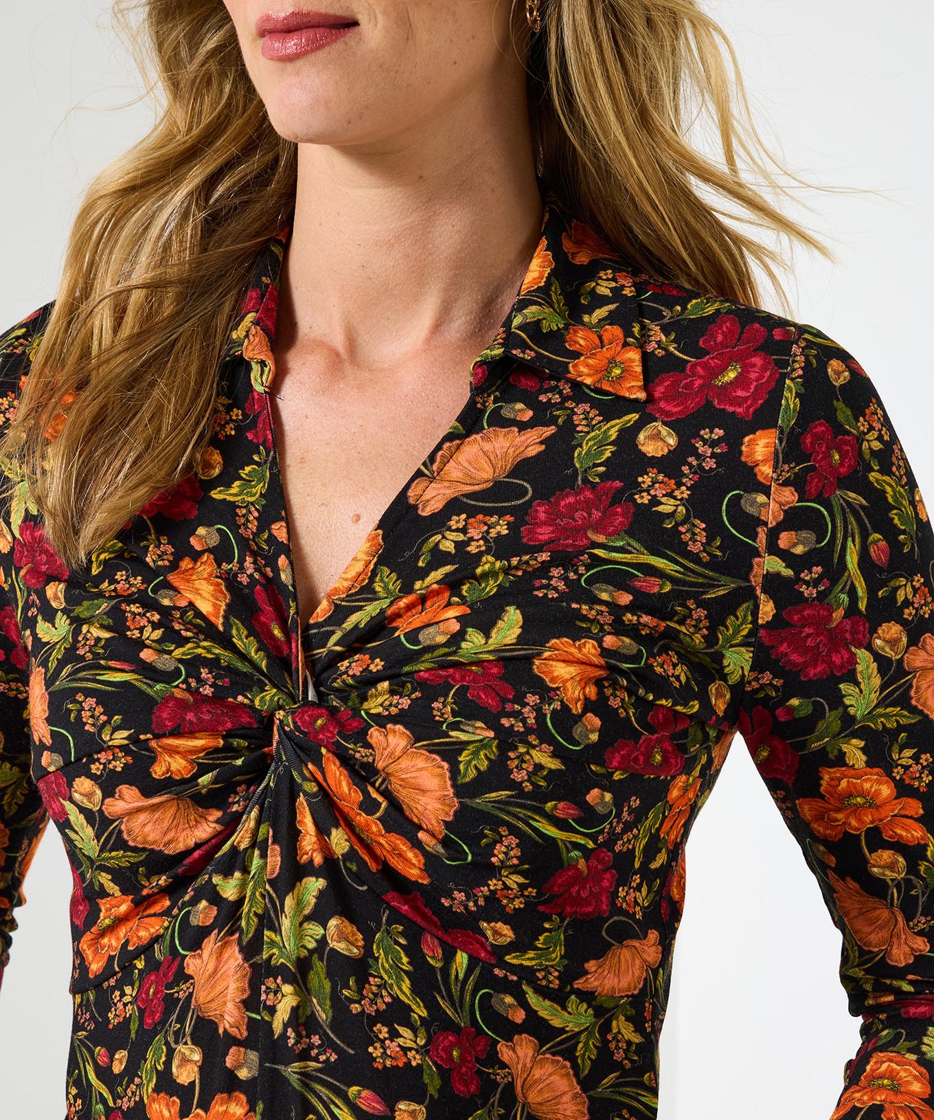 Joe Browns Top in Jersey Stampa Floreale Colletto Twist Frontale  