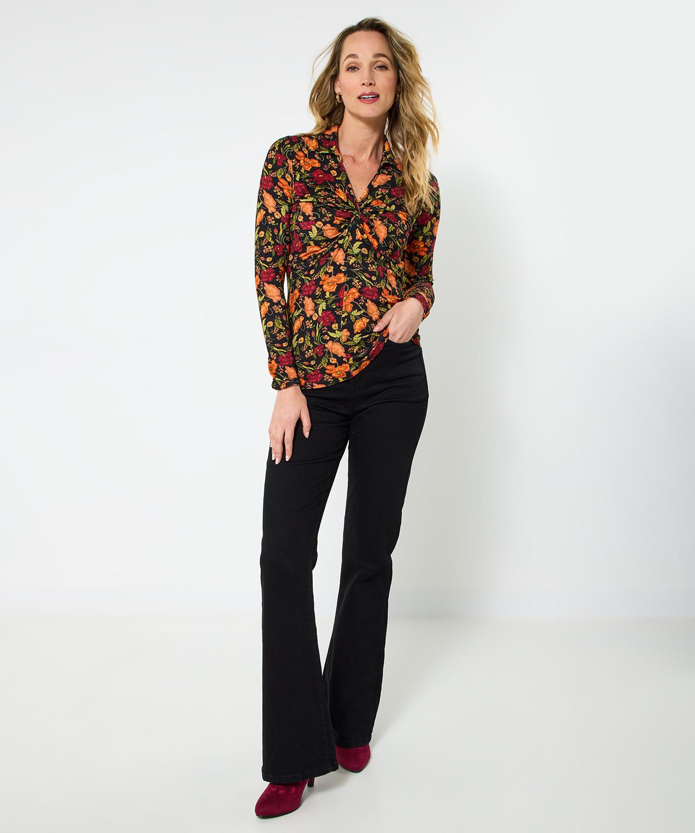Joe Browns Top in Jersey Stampa Floreale Colletto Twist Frontale  
