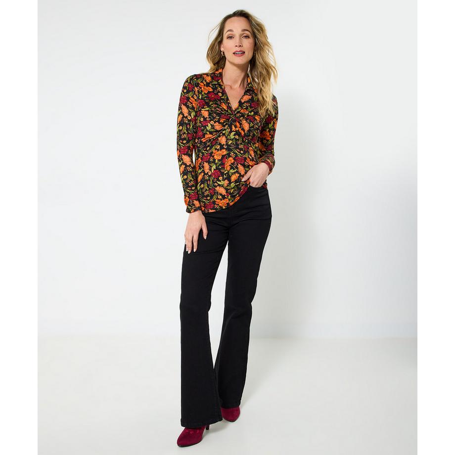 Joe Browns Jersey Top Blumenprint Kragen Twistfront  