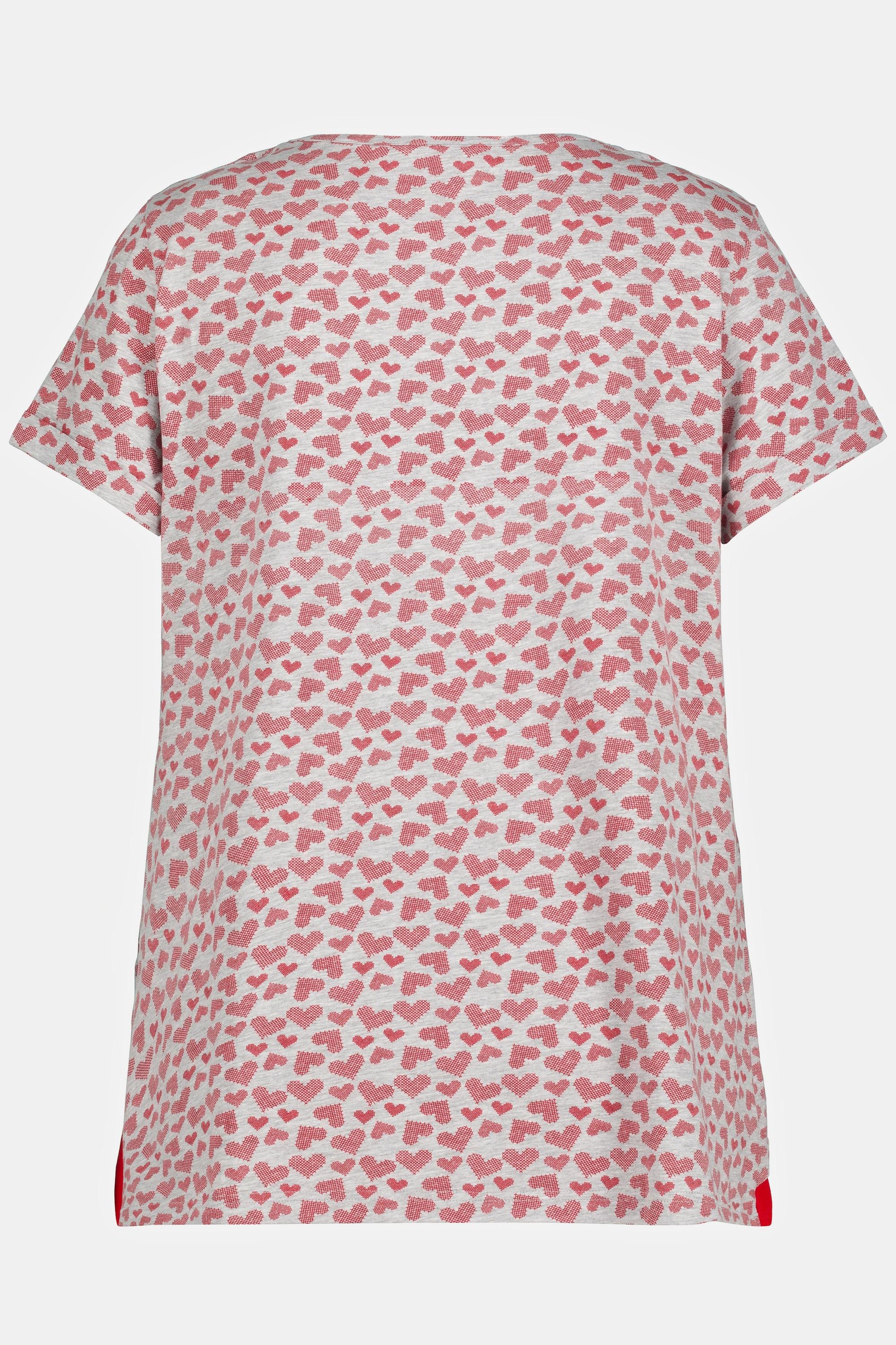 Ulla Popken  Bellieva T-Shirt mit Still-Funktion,  Herz-Print, Rundhalsausschnitt, Halbarm. 