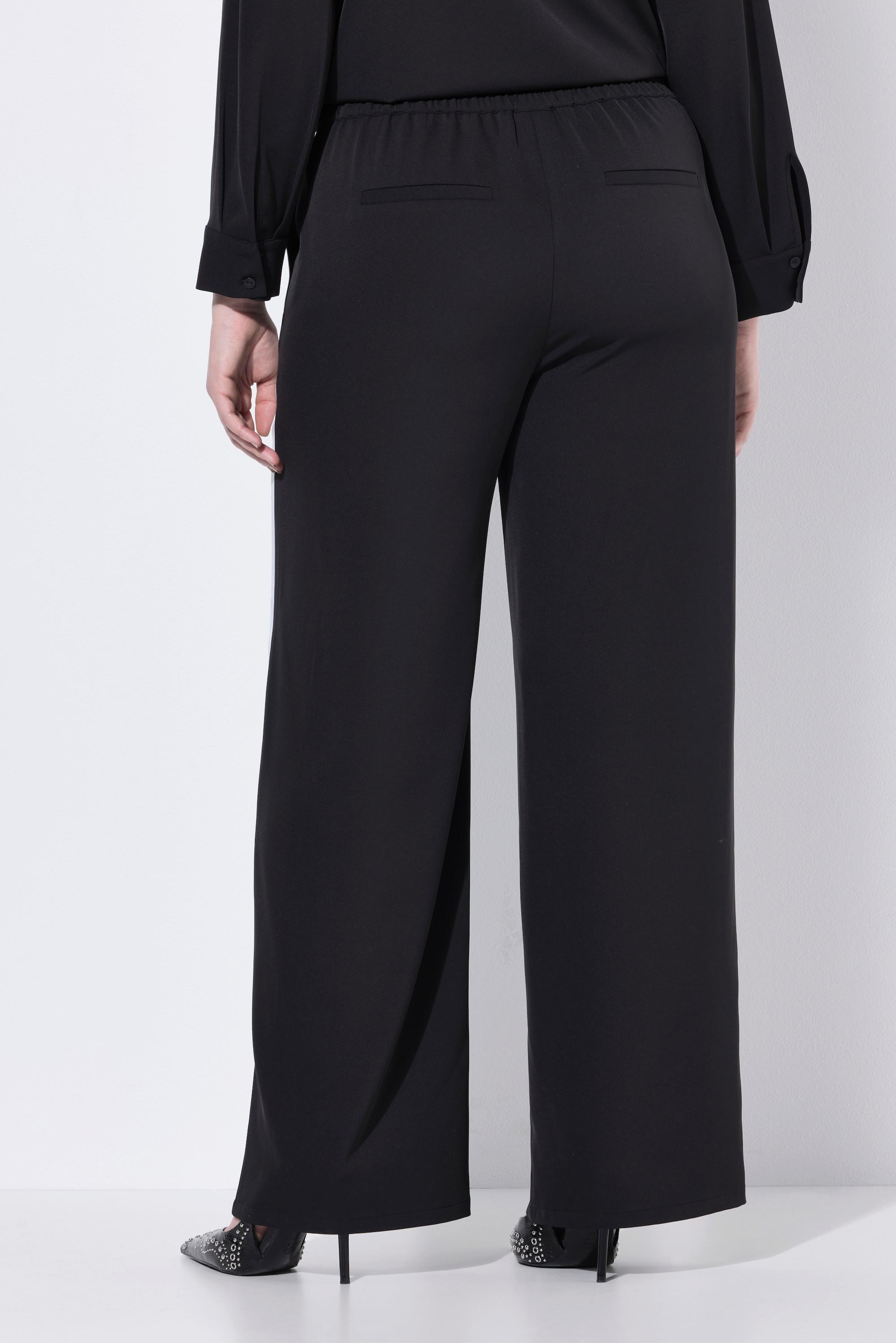 Ulla Popken Hose Rose Weites Bein Galonstreifen Komfortbund  