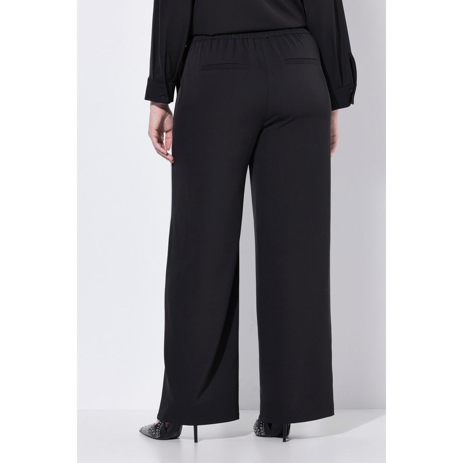 Ulla Popken Pantalon Rose Jambe Large Bandes Latérales Taille Confortable  