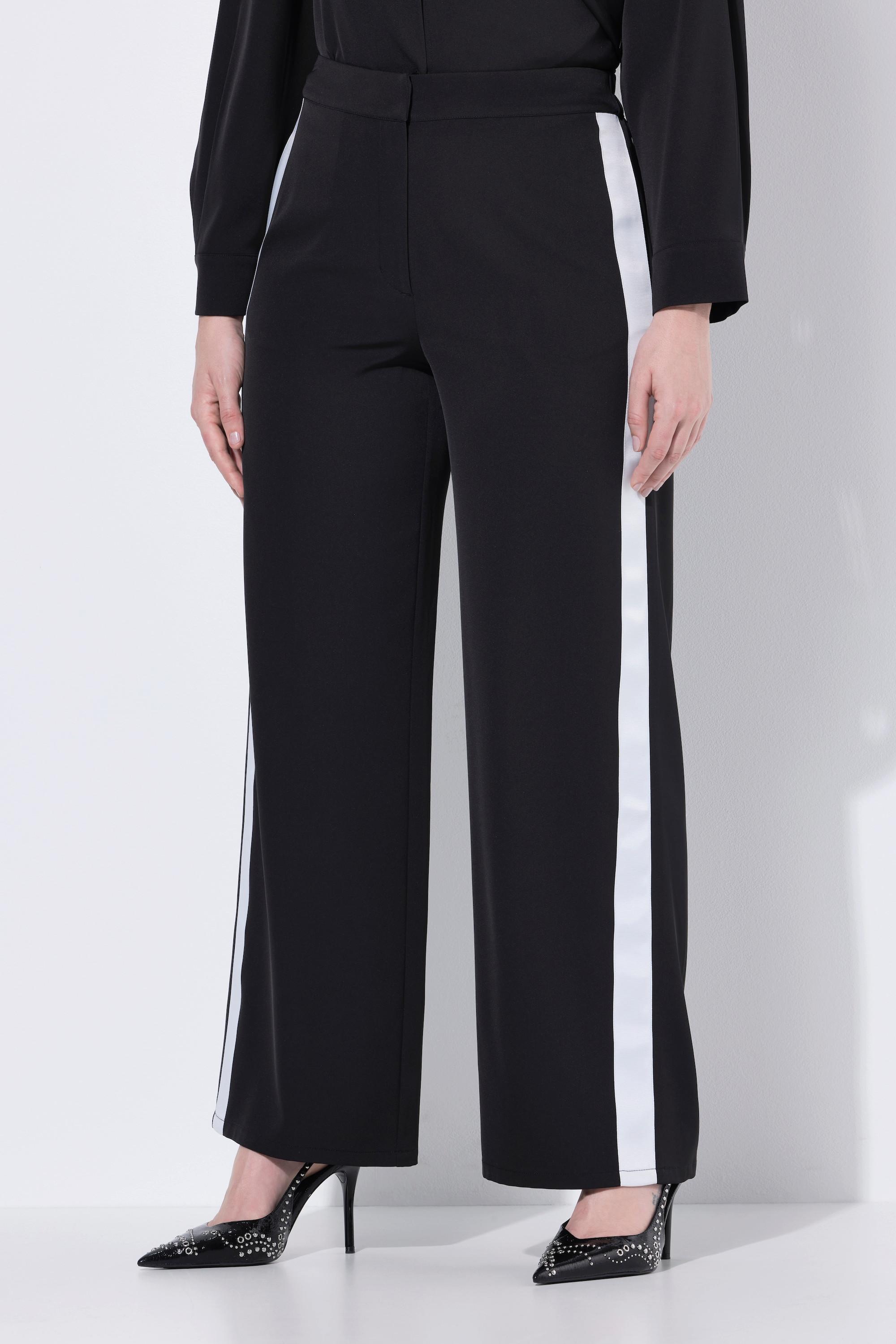 Ulla Popken Hose Rose Weites Bein Galonstreifen Komfortbund  