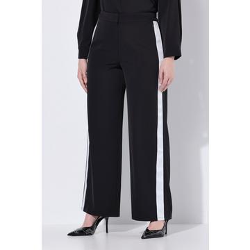Pantalon Rose jambe large et taille confortable, bande contrastante sur les côtés