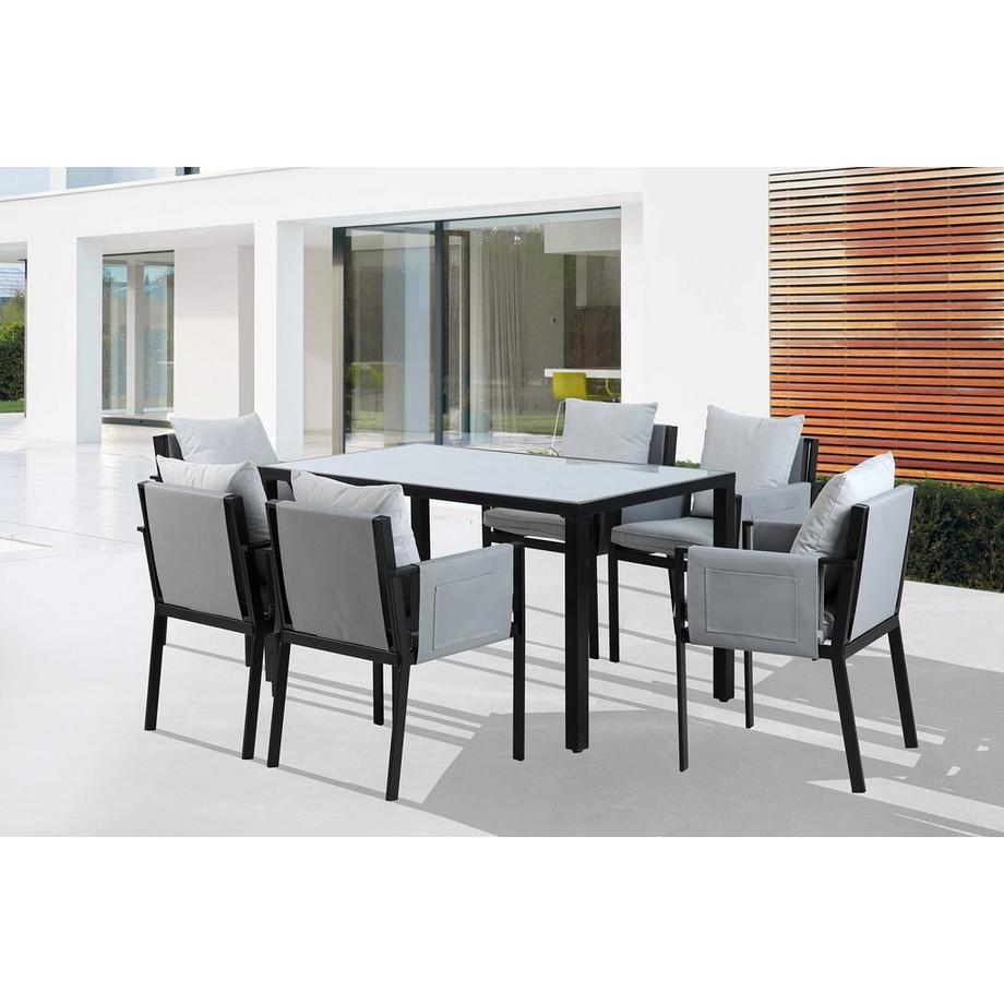 mutoni Ensemble repas de jardin gris 140x80 (5 pièces)  
