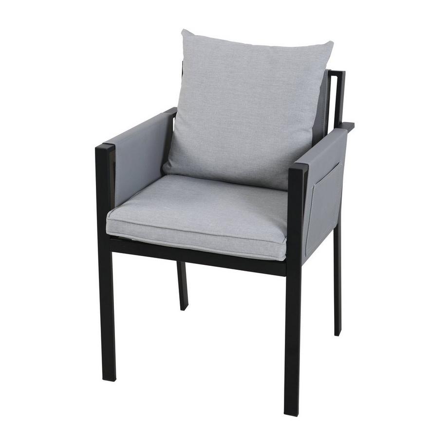 mutoni Ensemble repas de jardin gris 140x80 (5 pièces)  