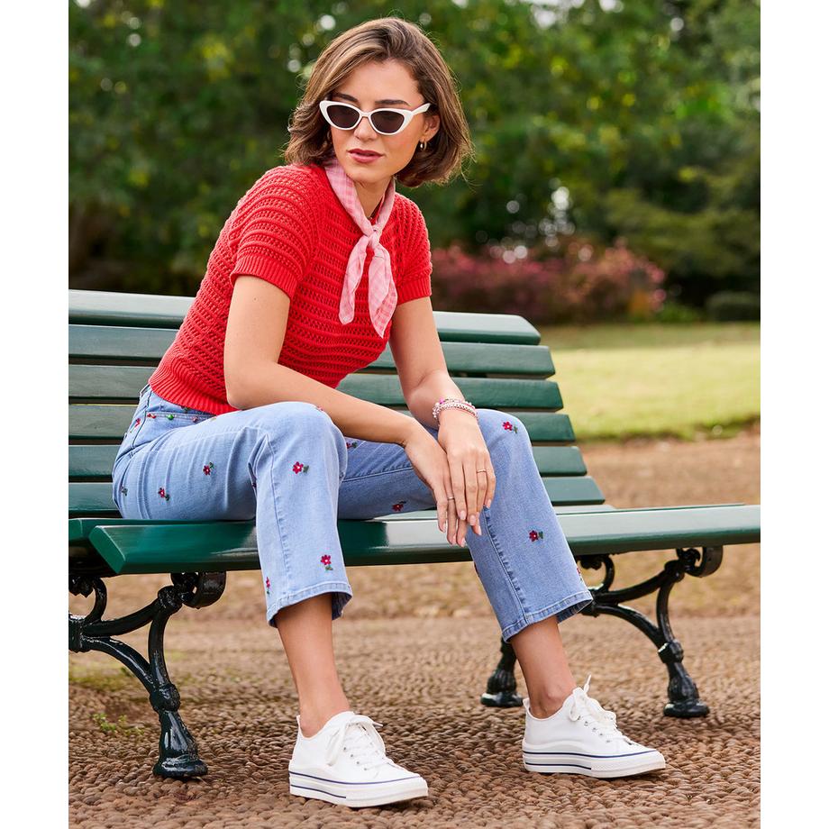 Joe Browns Slim Fit Straight Leg Jeans mit Blumenstickerei  