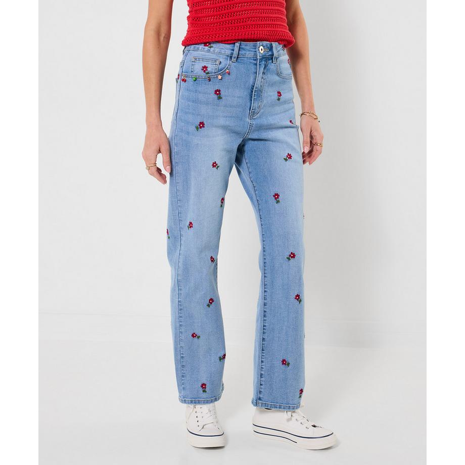 Joe Browns Slim Fit Straight Leg Jeans mit Blumenstickerei  