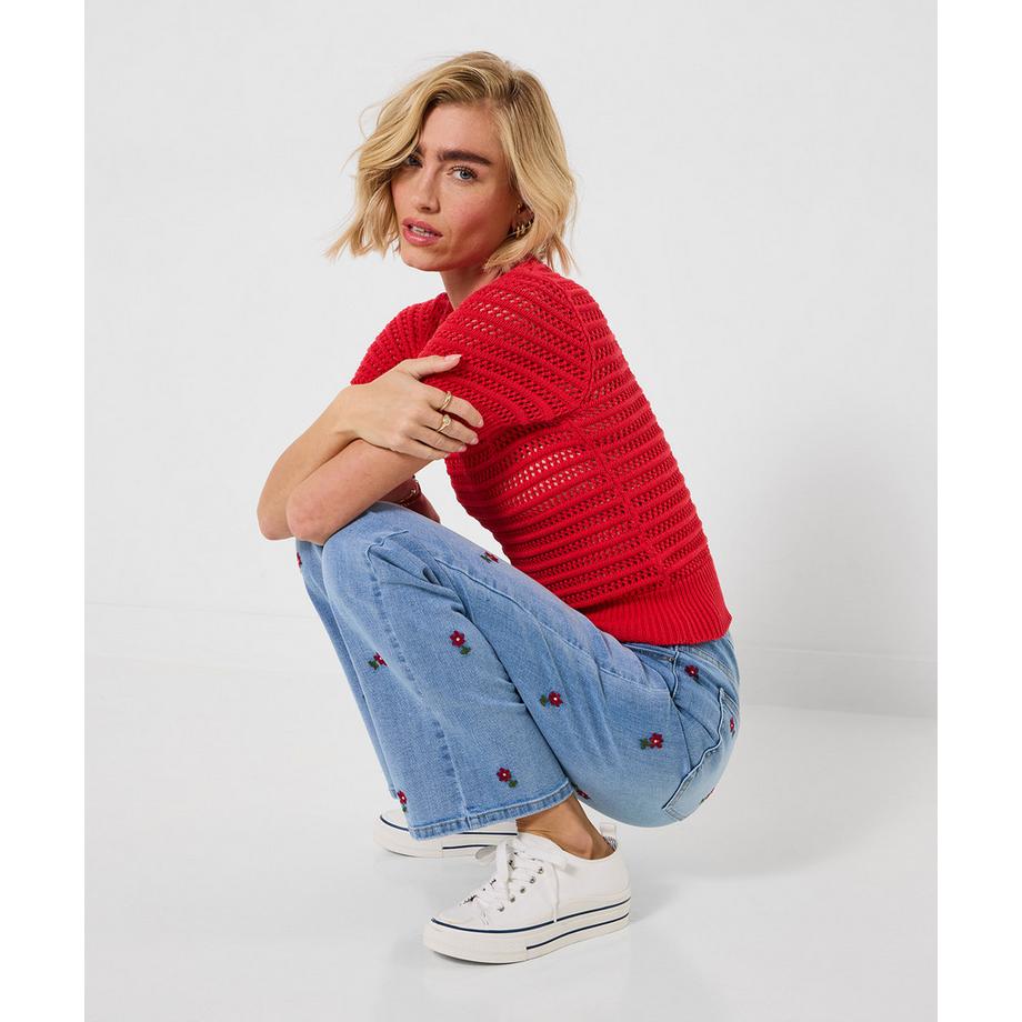 Joe Browns Slim Fit Straight Leg Jeans mit Blumenstickerei  