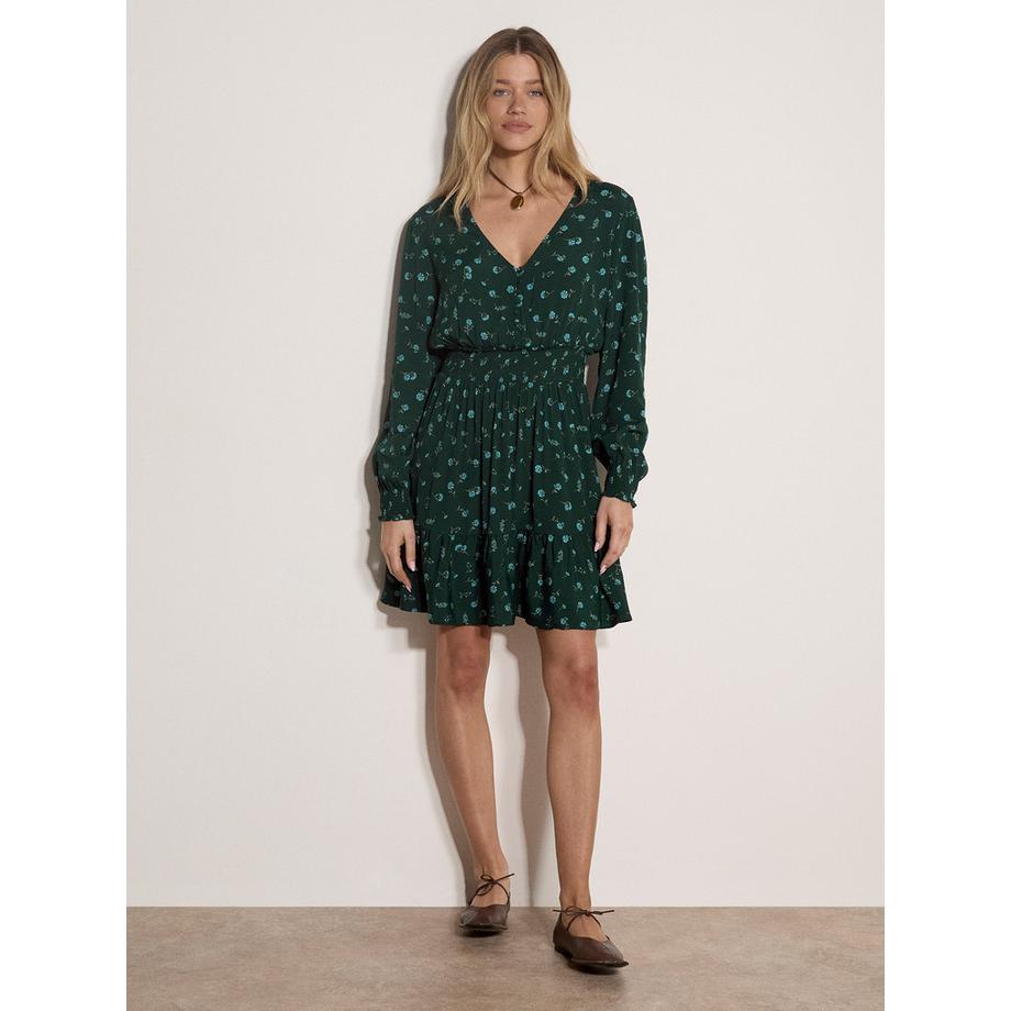 Mini-robe vintage en crêpe à fleurs