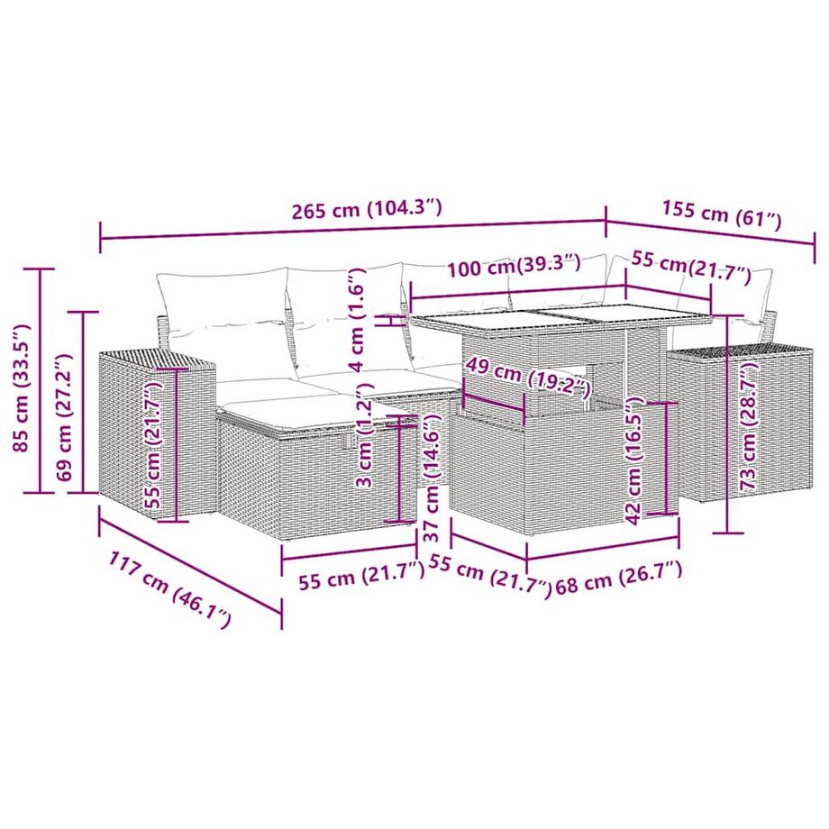 VidaXL Ensemble de canapés de jardin rotin synthétique  