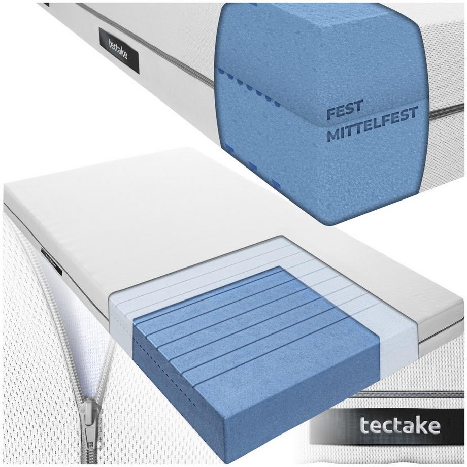 Tectake Matratze Sky verschiedene Größen Komfortschaum mit 2 Härtegraden (H2 & H3)  