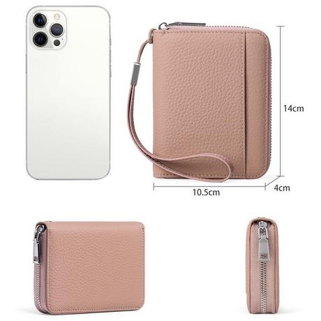 Only-bags.store Portafoglio in pelle con cerniera e protezione RFID  